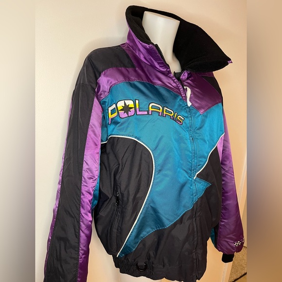 Vintage Blue Polaris Snowmobile Ski Insulated Winter Jacket USA Mens Large. - Picture 3 of 8